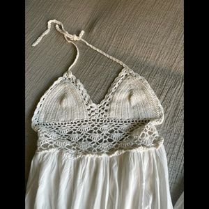 summer cotton halter dress white